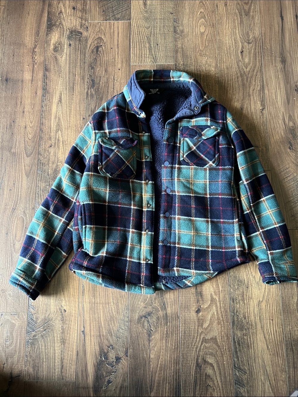 Plaid Sherpa-Lined Button-Up Shacket